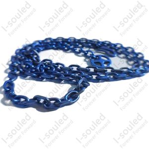 Chains Summer Sweat Resistant Lightweight 5.2 MM Width Nice Blue Pure Titanium Anchor Chain Necklace