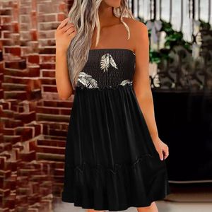 Vestidos casuais Mulheres Camuflagem Impressão de Smock Dress Smock Dress Summer Beach para Mini vestidos sem mangas de tubo de costas