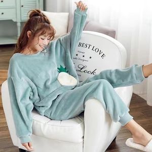 Women's Sleepwear Women's Pajamas Warm Winter Thermal Pajamas for Women Flannel Women Thick Coral Velvet Sleepwear Flannel Pajamas Set 231127