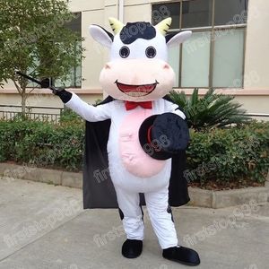 Costume da mascotte mucca di Halloween Personaggio a tema anime dei cartoni animati Taglia adulto unisex Vestito per pubblicità esterna per feste di Natale