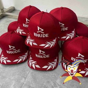 التطريز الأحمر Rhude Baseball Cap Men Women Top Version Hat قبعة قابلة للتعديل في الهواء الطلق مع علامات Try1