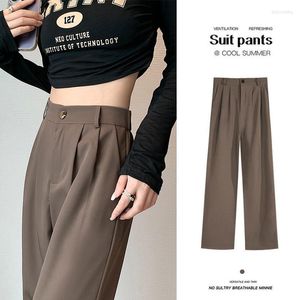 Kvinnor Pants Women's Spring Summer Suit Casual Wide Leg High midja Korean Fashion Office Ladies Elegant Straight Trousers