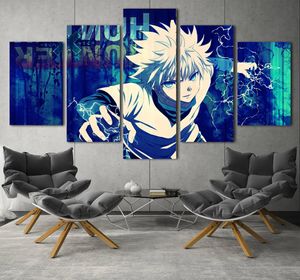 Heminredning Målning Tryck 5 Panel Hunter X Hunter Picture Animation Wall Art Modular Canvas Poster Modern Bedside Bakgrund6190002