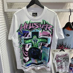 hellstar t shirt designer t shirts graphic tee clothes hipster washed fabric Street graffiti Lettering foil print Vintage y2k t shirt Loose fitting GEMD