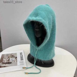 Beanie/Kafatası Kapakları Kış Gerçek Tavşan Kürk Yumuşak Balaclava Parti Maske Şapkası Kadın Önlük Kapaları Kayak Bisiklet Bisikleti Açık Sıcak Spor Örme Beanes Q231130