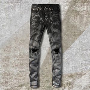 Men's Jeans High Quality Casual Skinny Trouser Men Paint Contrast Color Hip Hop Jean 2023 Fall Ripped Denim Pants Streetwear