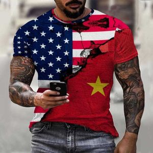 American Flag Printing Harajuku Fashion Trend Men's Men's T-shirt Hot Diy