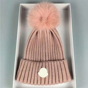 Tasarımcı Kış Örme Beanie Yün Şapka Kadın Tıknaz Tap Kalın Sıcak Sahte Kürk Pom Beanies Şapkalar Kadın Bonnet Beanie Kapaklar 11 Renk Yüksek Kalite D34