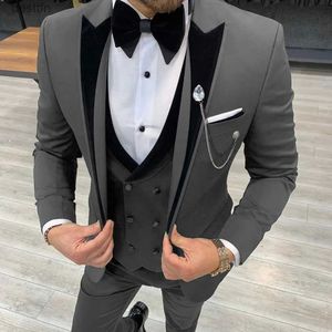 Erkek Suit Blazers Mens Suits Wave Point Üç Parça Erkekler Elbise Takım Kıyafet Comter Ofis İş Takımları Düğün (Blazer+Yelek+Pantolon) L231130