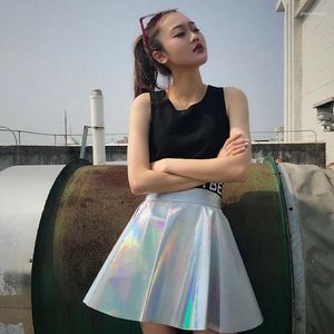 Skirts Women's Shiny Flared Pleated Mini Skater Skirt