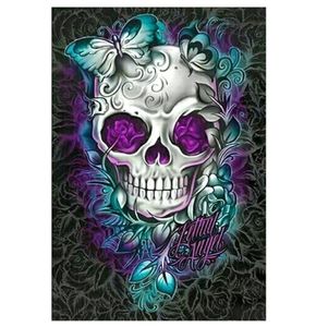 Pełny okrągłe malarstwo Diamond Cartoon Skull 5D DIY Diamond Haft hafdery mozaiki Krajobraz Kit Art Dekoracja Dekora