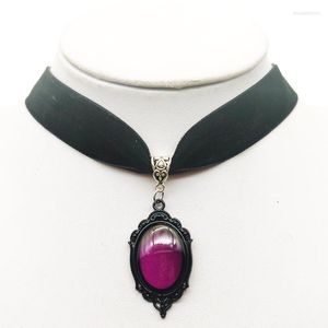 Charker Gothic Purple Vampire Cameo for Women Girls Fashion Pagan Witch Jewelry Acessórios Presente Preto Colar Velvet