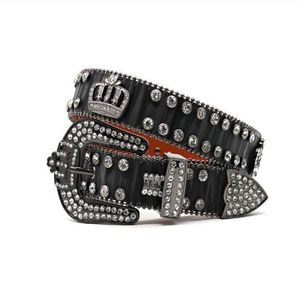 Luxury bb simon belts Designer belt fashion crown Rhinestone Needle Buckle belt Grade A glass drill zinc alloy buttonhead designer cintura belts for women PU belts