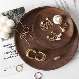 Jewelry Pouches Solid Wood Black Walnut Display Tray Rings Earrings Plate Jewellery Holder