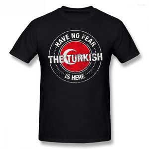 Mäns T-skjortor har ingen rädsla som turkiska är här skjorta anpassade långärmad kläder för män camiseta o-hals bomull kalkon flagga