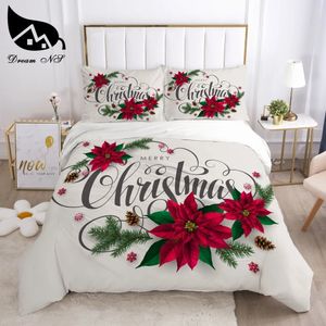 Sängkläder uppsättningar dröm ns röd jul sängkläder set queen size textiles set sängkläder Santa täcke omslag set juego de cama 231129