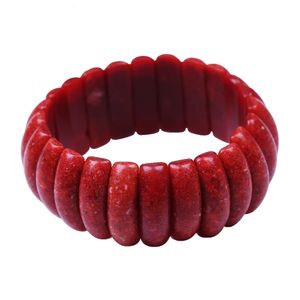 Цепочка в летнем стиле, широкий эластичный браслет из красного коралла, эластичный шнур, браслет из натурального камня с бусинами для мужчин и женщин, браслеты, ювелирные изделия 231130