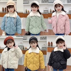 Down Coat Winter Girl Baby Thick Cotton Jacket Rabbit Fur Collar Coat Short Quilted Jacket Boy Warm Outerwear Kids Outdoors Casual Clothes 231130