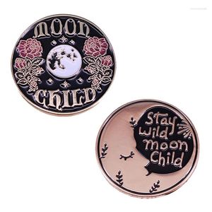 Brooches Stay Wild Flowers Moon Child Brooch Hope & Dream Curious Soul Enamel Pin Brave Dreamer Button Badge Astronomy Lovers Gift