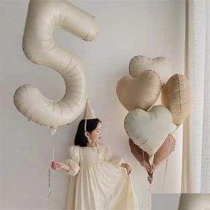 Party Decoration 18/22 Inch Cream Color Balloons Heart Foil Ball Girl Kids Adt Happy Birthday Wedding Supplies R230812 Drop Delivery Dhfli