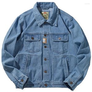 Herrjackor hösten retro last denim jacka kläder mode casual jeans kappa original färg tvättade fickor lösa överdimensionerade skjorta toppar