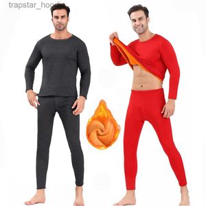 Men's Thermal Underwear Fleece Thermal Underwear Sets For Men Winter Thermos Underwear Long Johns Set Winter Clothes Thick Thermal Clothing Ropa Termica L231130