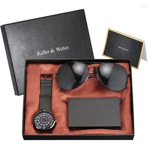 Wristwatches Streetwear Men's Black Sunglasses With Creative Turnable Dial Quartz Wrist Watch Steel Bracelet Band Metal Holder