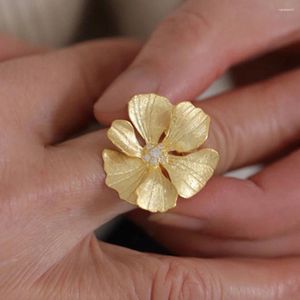 Cluster Ringe BF Club 925 Sterling Silber Gold Ring für Frauen Schmuck Blume Finger offen Vintage handgemachte Allergie Party Geburtstagsgeschenk