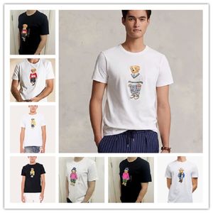 Nya Polos T-shirt Little Bear Print Men's and Women's Short Sleeve Men's Pure Cotton T-shirt rund halspar T-shirt S-3XL
