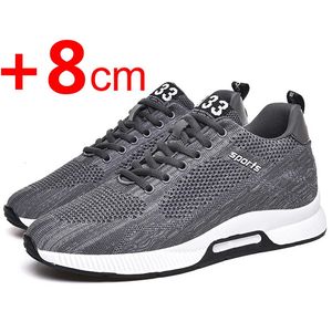 Klänningsskor män sneakers hiss dolda klackar andningsbara höjning för att öka innersula 6 cm sports avslappnad höjd 231129