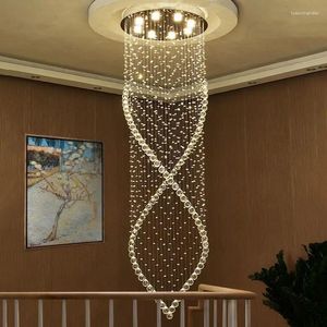 Lustres modernos lustre de cristal luminária duplex escadas led para villa hall droplight
