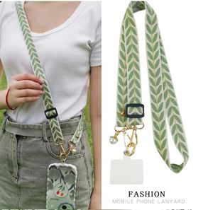 Party Favor for Girls Women Crossbody Rattan leaf Mobile Phone Lanyard Adjustable Neck Strap Rope Cell Phone Case Anti-Lost Lanyards Pearl Hanging Ornaments