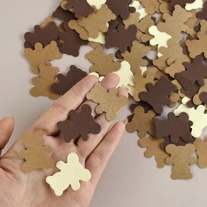 Party Decoration 100st Brown Bear Paper Confetti For Girl Boy Baby Shower Kids Teddy Theme Birthday Decorations Table Scatter Wedding