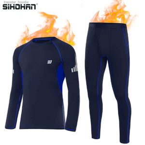 Men's Thermal Underwear Thermal Underwear Set for Men Long Johns Long Sle Sport Base Layer Suit Winter Warm Top Bottom for Workout Skiing Running L231130