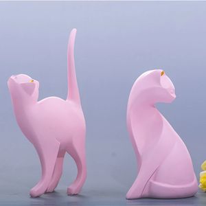 Oggetti decorativi Figurine 1 Pz Gatto di alta qualità Resina rosa Home Office caffetteria Decor scultura Semplicità statua decor Ornamento Abito morbido 231130