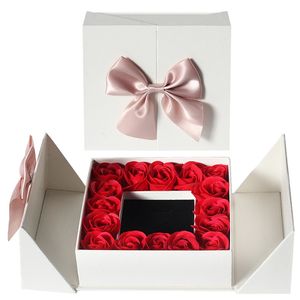 Искусственная цветочная зелень. Новинка, 16 роз, двойная дверь, рекомендуется, искусственный цветок, цветочная коробка Saop с ожерельем для подарков на День матери и День святого Валентина 231130