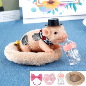 Decorative Objects Figurines 6Inch Silicone Pig Doll Toy Mini Soft Lifelike Reborn Ornaments for Kids Girls Boys Christmas Gifts Home Decoration 231130