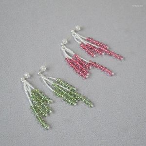 Dingle örhängen londany japansk och koreansk nisch färsk fashionabla transparent glaskristallpärlor dynamiska svängande tofs