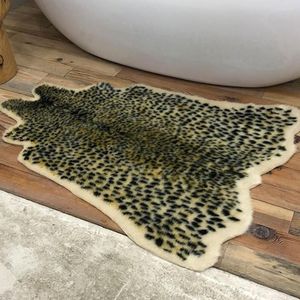 Halılar Leopar Baskılı Halı Yumuşak Kabarık Sahte Kürk Mat Hayvan Kılavık Alan Halı Oturma Odası Dekor 85x110cm