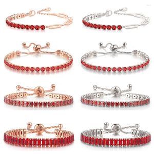 Link Armbänder Rot Zirkon Einstellbare Kurze Tennis Armband Für Frauen Männer Schillernde Kristall Kette Auf Hand Mode Schmuck Dropship Großhandel