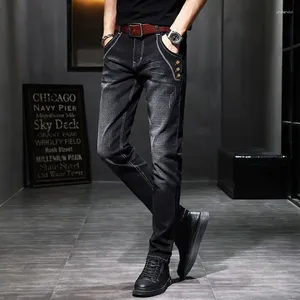 Men's Jeans Trousers Tight Pipe Straight Man Cowboy Pants Skinny Elastic Stretch Black Slim Fit 2023 Fashion Casual Xs Clothing