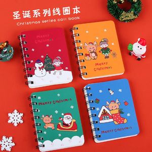 Anteckningar 3 datorer Jul Snowman Santa Claus Elk A7 Coil Notebook 40 Sidor Pocket Notepad Office School Learn Supplies Mini Diary Journal 231130