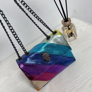 Kadın Çantalar Kurt Geiger Londra Kensington Mini Pul Derisi Gökkuşağı Çapraz Vücut Çanta ve Çanta Lüks Omuz Çantası Küçük Haberci Çanta Zinciri Hobo Çanak Çubuklar Sırt Çantası