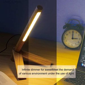 Luzes de livro Lâmpada de mesa LED de madeira com três engrenagens Plugue USB Luz noturna Interruptor de botão Proteção para os olhos Lâmpadas de mesa de leitura para cabeceira de quarto YQ231130