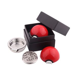 Wholesale Pokeball Tobacco Grinder 55mm 3 Parts Herb Grinders Zinc Alloy Metal Smoking Hand Mullers Spice Crushers Grinders