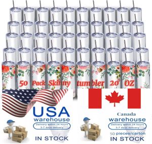 New US CA Stock 20oz stainless steel tumbler sublimation printing blanks white beer mug water bottle outdoor camping cup vacuum insulated drinking tumblers tt0313