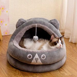 Kattbäddar möbler ny tecknad husdjur hund säng för små hundar roliga bo vinter hus tält plysch teddy kennel katter homevaiduryd