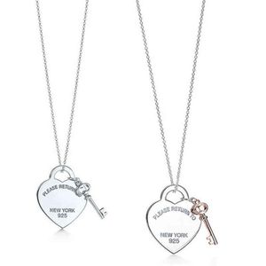 Original classic S925 Sterling Silver women's necklace fashion love key pendant necklace jewelry gift for girlfriend Y1204333M