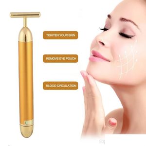 Face Massager Face Masr Beauty Skin Care Tool Pro Slimming 24K Gold Lift Bar Vibration Facial Masr Energy Vibrating Drop Delivery Heal Dhquw