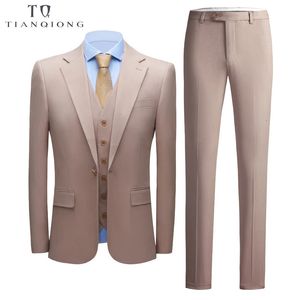 Men's Suits Blazers TIAN QIONG Solid Color Men's Casual Suit Men's Wedding Dress Three Pieces Set Large Size Men's Formal Wear S-6XL 231127